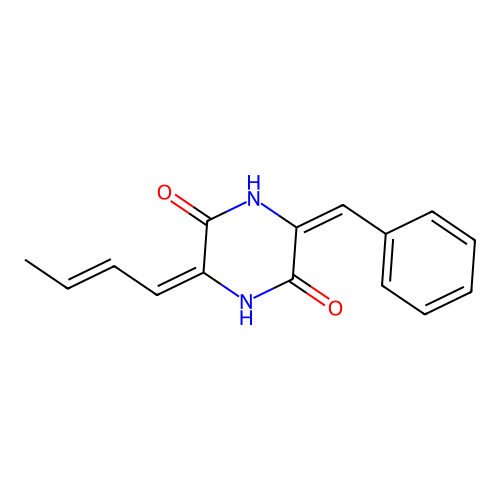 3-Benzylidene-6-but-2-enylidenepiperazine-2,5-dione structure