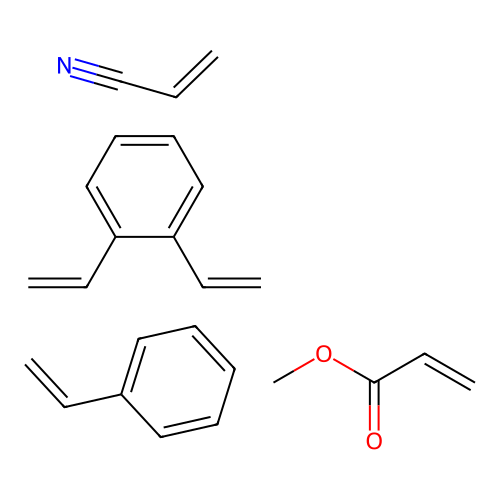 1,2-Bis(ethenyl)benzene;methyl prop-2-enoate;prop-2-enenitrile;styrene structure