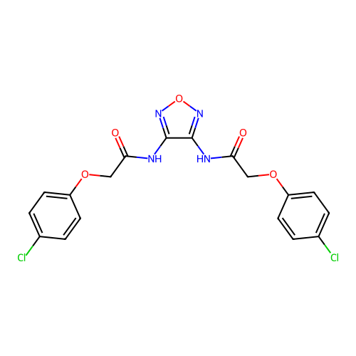 N,N'-1,2,5-oxadiazole-3,4-diylbis[2-(4-chlorophenoxy)acetamide] structure