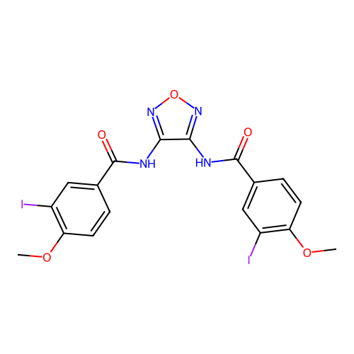 N,N'-1,2,5-oxadiazole-3,4-diylbis(3-iodo-4-methoxybenzamide) structure