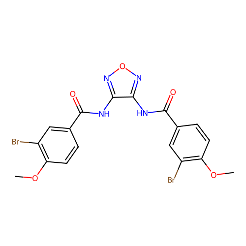N,N'-1,2,5-oxadiazole-3,4-diylbis(3-bromo-4-methoxybenzamide) structure