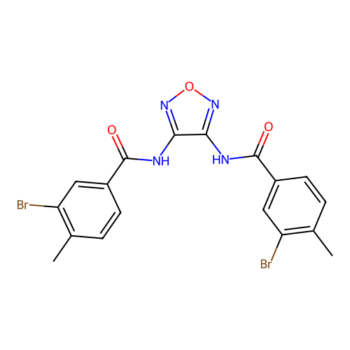 N,N'-1,2,5-oxadiazole-3,4-diylbis(3-bromo-4-methylbenzamide) structure