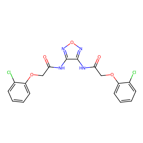 N,N'-1,2,5-oxadiazole-3,4-diylbis[2-(2-chlorophenoxy)acetamide] structure
