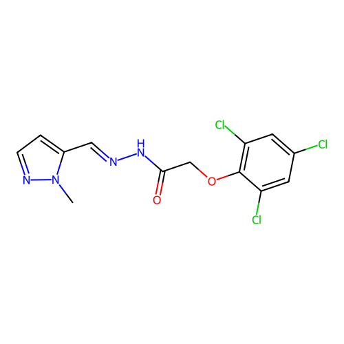 N'-[(1-methyl-1H-pyrazol-5-yl)methylene]-2-(2,4,6-trichlorophenoxy)acetohydrazide structure
