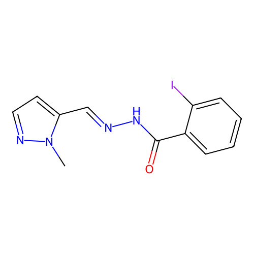 2-iodo-N'-[(1-methyl-1H-pyrazol-5-yl)methylene]benzohydrazide structure