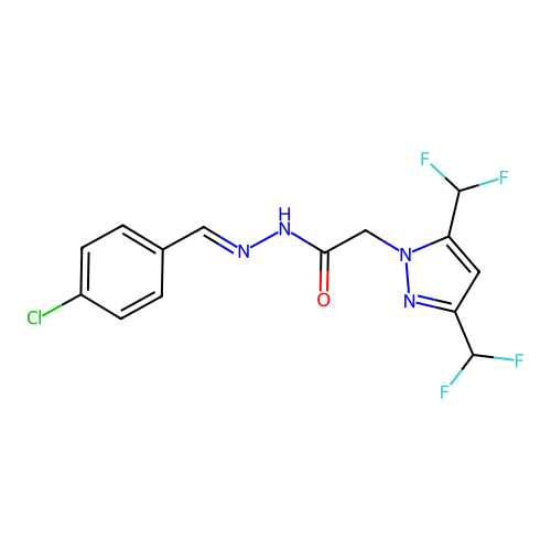 2-[3,5-bis(difluoromethyl)-1H-pyrazol-1-yl]-N'-(4-chlorobenzylidene)acetohydrazide structure