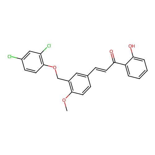 3-[3-[(2,4-dichlorophenoxy)methyl]-4-methoxy-phenyl]-1-(2-hydroxyphenyl)prop-2-en-1-one structure