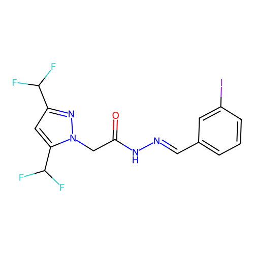 2-[3,5-bis(difluoromethyl)-1H-pyrazol-1-yl]-N'-(3-iodobenzylidene)acetohydrazide structure