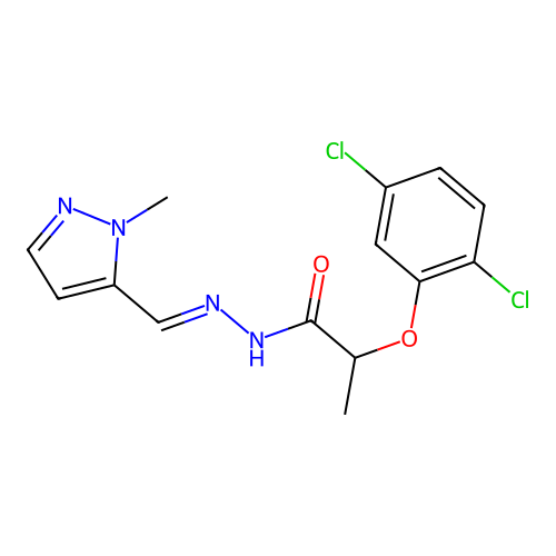 2-(2,5-dichlorophenoxy)-N-[(E)-(2-methylpyrazol-3-yl)methylideneamino]propanamide structure