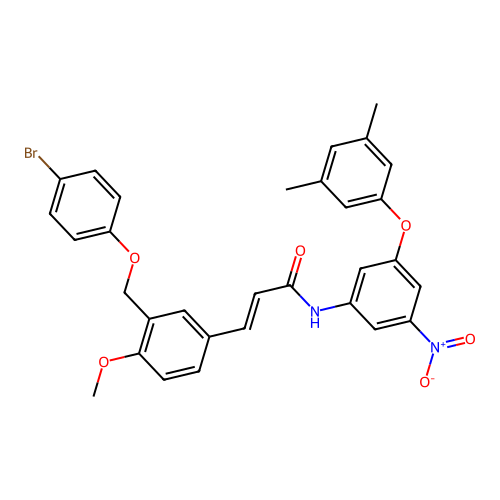 3-{3-[(4-bromophenoxy)methyl]-4-methoxyphenyl}-N-{3-(3,5-dimethylphenoxy)-5-nitrophenyl}acrylamide structure
