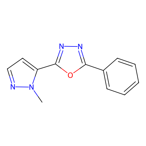 2-(1-methyl-1H-pyrazol-5-yl)-5-phenyl-1,3,4-oxadiazole structure