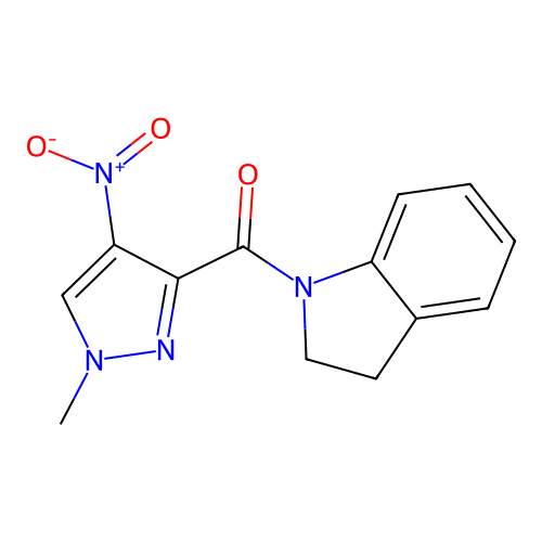 1-({4-nitro-1-methyl-1H-pyrazol-3-yl}carbonyl)indoline structure