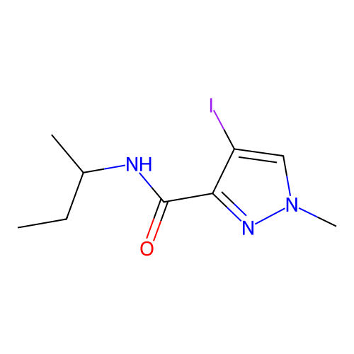 N-(sec-butyl)-4-iodo-1-methyl-1H-pyrazole-3-carboxamide structure