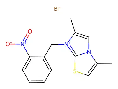 3,6-Dimethyl-7-[(2-nitrophenyl)methyl]imidazo[2,1-b][1,3]thiazol-7-ium bromide structure