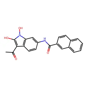 N-(3-acetyl-1,2-dihydroxyindol-6-yl)naphthalene-2-carboxamide structure