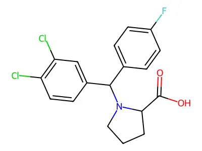 1-[(3,4-dichlorophenyl)-(4-fluorophenyl)methyl]pyrrolidine-2-carboxylic Acid structure