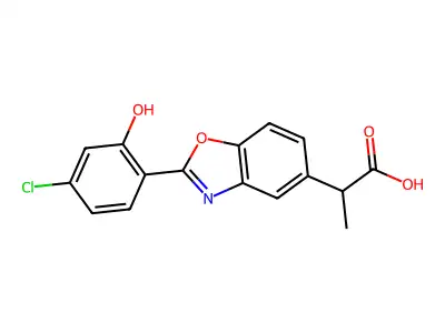 5-Benzoxazoleacetic acid, 2-(4-chloro-2-hydroxyphenyl)-alpha-methyl- structure