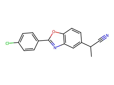 2-(4-Chlorophenyl)-alpha-methyl-5-benzoxazoleacetonitrile structure