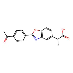 5-Benzoxazoleacetic acid, 2-(4-acetylphenyl)-alpha-methyl- structure