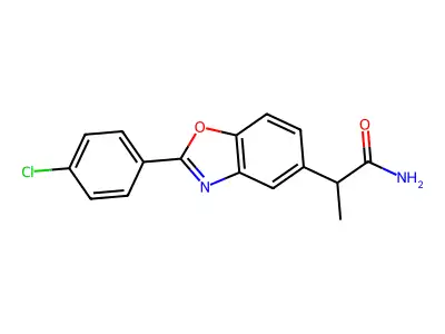 5-Benzoxazoleacetamide, 2-(4-chlorophenyl)-alpha-methyl- structure