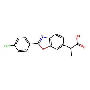 6-Benzoxazoleacetic acid, 2-(p-chlorophenyl)-alpha-methyl- structure