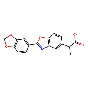 5-Benzoxazoleacetic acid, alpha-methyl-2-(3,4-methylenedioxyphenyl)- structure