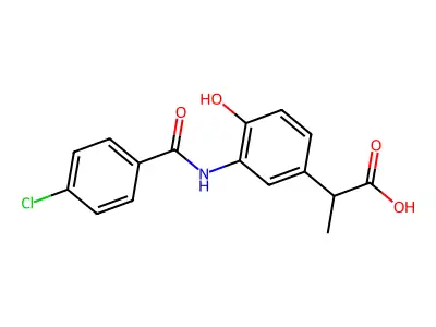 2-(3-((4-Chlorobenzoyl)amino)-4-hydroxyphenyl)propionic acid structure