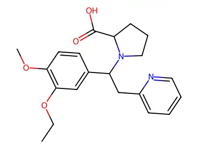 1-[1-(3-Ethoxy-4-methoxyphenyl)-2-(pyridin-2-yl)ethyl]proline structure