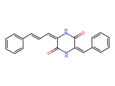 3-Benzylidene-6-cinnamylidenepiperazine-2,5-dione structure