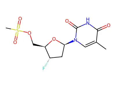 Thymidine, 3'-deoxy-3'-fluoro-, 5'-methanesulfonate structure