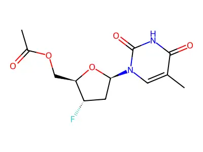 Thymidine, 3'-deoxy-3'-fluoro-, 5'-acetate structure