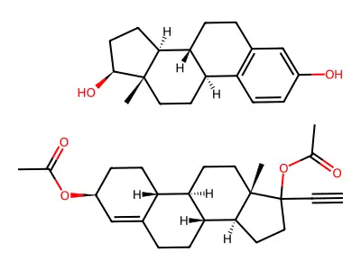 19-Norpregn-4-en-20-yne-3,17-diyl diacetate--estra-1(10),2,4-triene-3,17-diol (1/1) structure