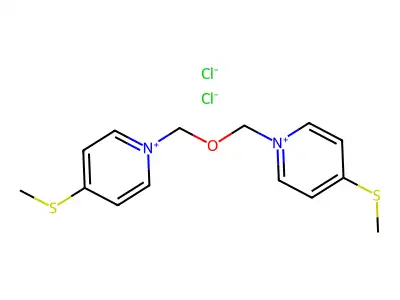 Pyridinium, 1,1'-(oxydimethylene)bis(4-(methylthio)-, dichloride structure