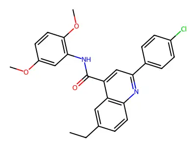 2-(4-chlorophenyl)-N-(2,5-dimethoxyphenyl)-6-ethylquinoline-4-carboxamide structure