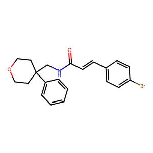 (E)-3-(4-bromophenyl)-N-[(4-phenyloxan-4-yl)methyl]prop-2-enamide structure