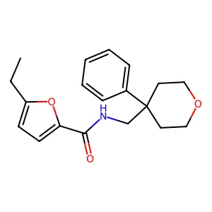 5-ethyl-N-[(4-phenyloxan-4-yl)methyl]furan-2-carboxamide structure