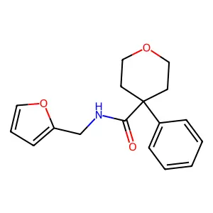N-(furan-2-ylmethyl)-4-phenyloxane-4-carboxamide structure