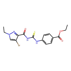 ethyl 4-[({[(4-bromo-1-ethyl-1H-pyrazol-3-yl)carbonyl]amino}carbothioyl)amino]benzoate structure