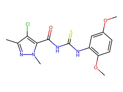 4-chloro-N-[(2,5-dimethoxyphenyl)carbamothioyl]-2,5-dimethylpyrazole-3-carboxamide structure