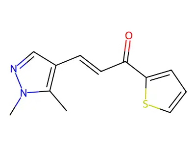 3-(1,5-Dimethylpyrazol-4-yl)-1-thiophen-2-ylprop-2-en-1-one structure