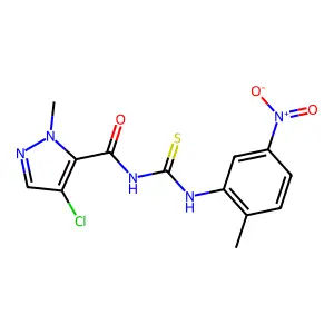 4-chloro-2-methyl-N-[(2-methyl-5-nitrophenyl)carbamothioyl]pyrazole-3-carboxamide structure