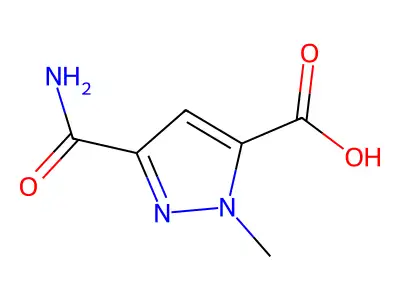 3-carbamoyl-1-methyl-1H-pyrazole-5-carboxylic acid structure