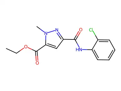 ethyl 3-[(2-chloroanilino)carbonyl]-1-methyl-1H-pyrazole-5-carboxylate structure