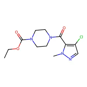 ethyl 4-[(4-chloro-1-methyl-1H-pyrazol-5-yl)carbonyl]-1-piperazinecarboxylate structure