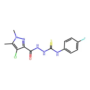 2-[(4-chloro-1,5-dimethyl-1H-pyrazol-3-yl)carbonyl]-N-(4-fluorophenyl)hydrazinecarbothioamide structure