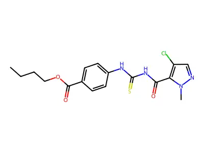 butyl 4-[({[(4-chloro-1-methyl-1H-pyrazol-5-yl)carbonyl]amino}carbothioyl)amino]benzoate structure