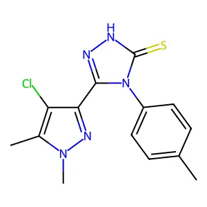 5-(4-chloro-1,5-dimethyl-1H-pyrazol-3-yl)-4-(4-methylphenyl)-4H-1,2,4-triazole-3-thiol structure