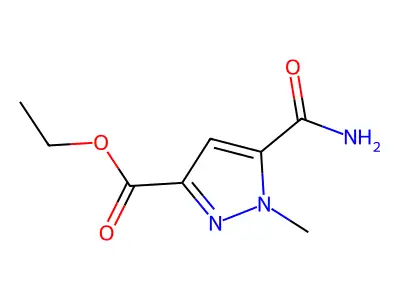 ethyl 5-carbamoyl-1-methyl-1H-pyrazole-3-carboxylate structure