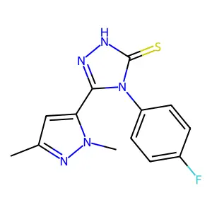 5-(1,3-dimethyl-1H-pyrazol-5-yl)-4-(4-fluorophenyl)-4H-1,2,4-triazole-3-thiol structure