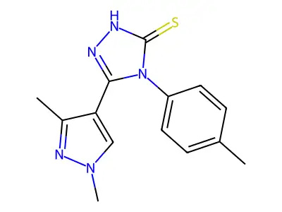5-(1,3-dimethyl-1H-pyrazol-4-yl)-4-(4-methylphenyl)-4H-1,2,4-triazole-3-thiol structure